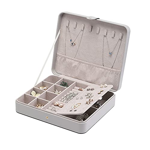 Aioneer Schmuckschatulle Schmuckaufbewahrungsbox Make-up-Organizer Schmuck-Organizer-Box zweilagige Schmuckschatulle aus PU-Leder für Damen mit herausnehmbarem Tablett von Aioneer