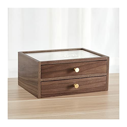 Aioneer Schmuckschatulle Schmuckaufbewahrungsbox Make-up-Organizer Schmuckschatulle zweilagig Holzvitrine mit Glas und Ringablage von Aioneer