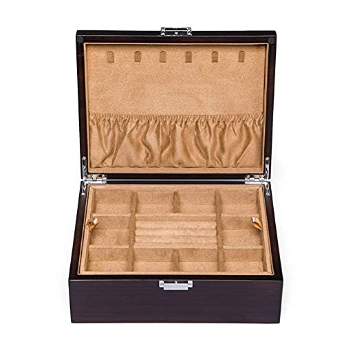 Aioneer Schmuckschatulle aus Holz doppellagig für Halsketten Ringe und Ohrringe Aufbewahrungsbox einfache Mehrzweck-Schmuckschatulle Organizer Schmuckschatulle von Aioneer