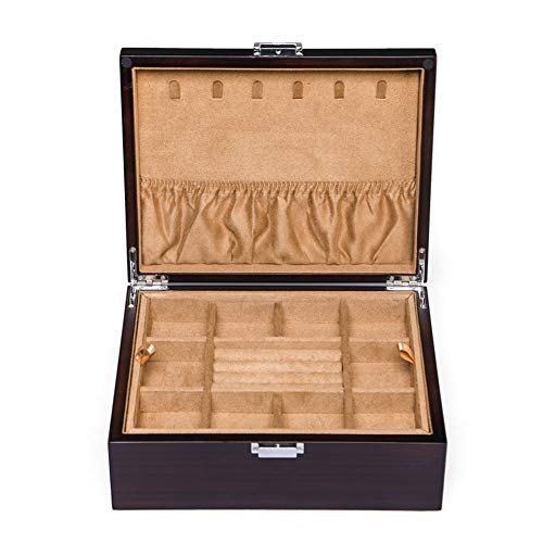 Aioneer Schmuckschatulle aus Holz doppelschichtig Aufbewahrungsbox für Halsketten Ringe und Ohrringe einfacher multifunktionaler Schmuck-Organizer Schmuckschatulle für Dame von Aioneer