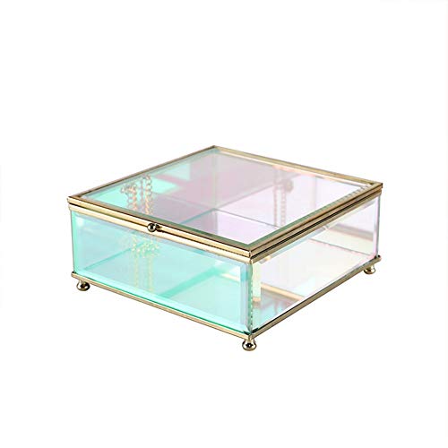 Aioneer Schmuckschatulle bunter Schmuck-Organizer aus Glas nordisch leicht luxuriös staubdicht transparent Aufbewahrungsbox für Schmuck Schmuckschatulle für Damen von Aioneer