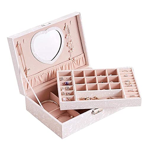 Aioneer Schmuckschatulle mit Spiegel in Liebesform Schmuckdisplay Aufbewahrungsbox Schmucketui Schmuck-Organizer-Box mit Schloss von Aioneer