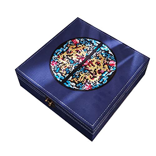 Aioneer Schmuckschatullen 2-lagig große Kapazität Schmuckaufbewahrungsbox Flanell mit Stickerei Schmuck-Organizer für Ohrringe Halsketten Ringe Schmuckschatulle für Damen von Aioneer