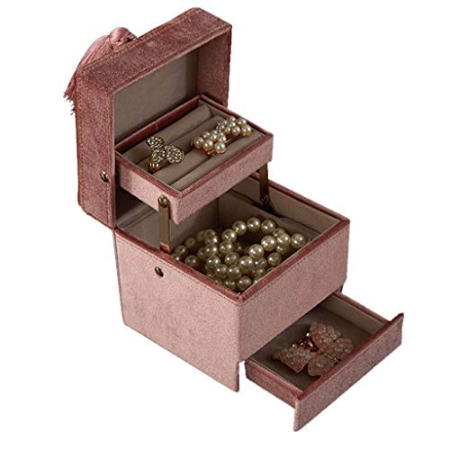 Aioneer Schmuckschatullen beflockter Schmuck-Organizer 3-lagig Aufbewahrungsbox mit großem Fassungsvermögen für Halsketten Ringe Ohrringe Schmuckschatulle für Damen von Aioneer