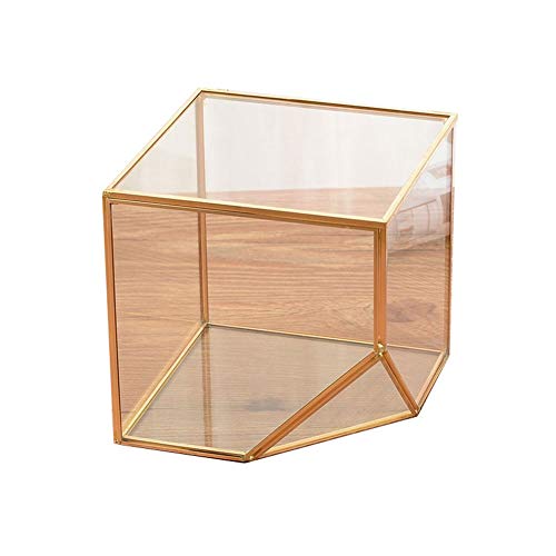 Aioneer Schmuckschatullen geometrischer Schmuck-Organizer aus Glas kreativer Kupferrand transparente Aufbewahrungsbox für den Schreibtisch mit hoher Kapazität Schmuckschatull von Aioneer