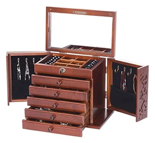 Schmucketui Schmuckschatulle Schmuckorganizer Schmuckschatulle aus Holz mit Schloss Schmuckschatullen im chinesischen Stil Aufbewahrungsbox für Armbänder Halsketten Ohr von Aioneer