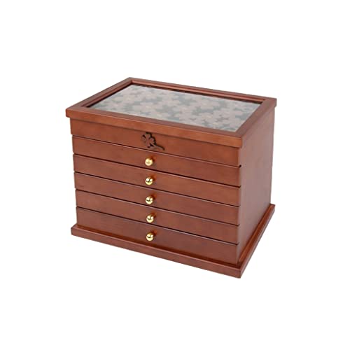 Schmuckschatulle Schmuck-Organizer Schmuckschatulle aus Holz sechslagige Aufbewahrungsbox Kosmetikbox Aufbewahrungsbox für Ringe Ohrringe Halsketten und Armbänder von Aioneer