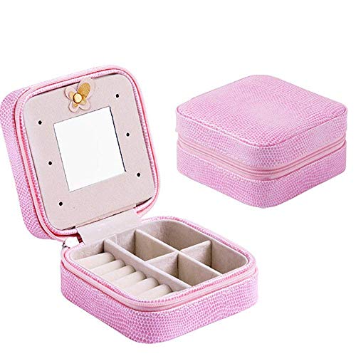 Schmuckschatulle Schmuckschatulle Damen Kleine Reise-Schmuckschatulle Aus Leder Für Ohrringe Halsketten Für Ringe Aufbewahrungskoffer Schmuckaufbewahrungsbox Zubehör Stor(Pink Free Size) von Aioneer