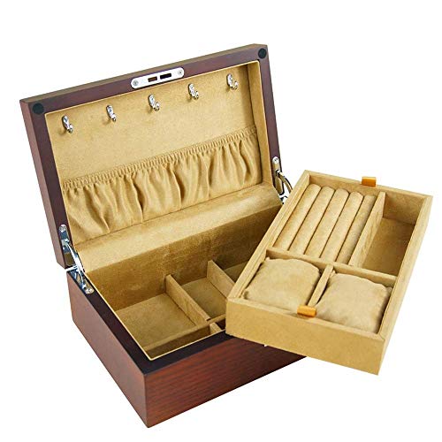 Schmuckschatullen mit großem Fassungsvermögen Schmuckschatulle aus Holz mit Samt Schmuck-Organizer für Uhren Halsketten Ringe Ohrringe Armbänder Schmuckschatulle f von Aioneer