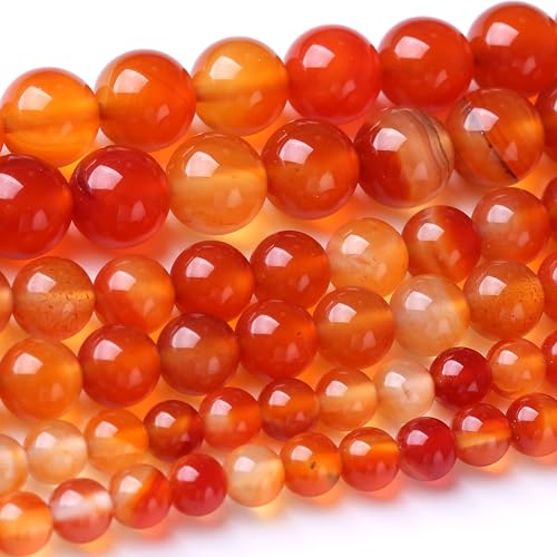 10 mm orange-rote Chalcedon-Perlen, runde lose Perlen, natürliche Edelsteinperlen, Kristall-Energiestein-Perlen für Schmuckherstellung, DIY, Armband, Halskette von Airheartwx