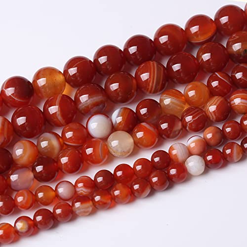 8MM Rote Karneol Streifen Achat Runde Lose Perlen Natürliche Edelstein Perlen Kristall Energie Stein Perlen für Schmuckherstellung DIY Armband Halskette von Airheartwx