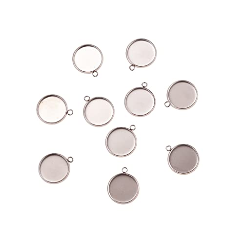 Airssory 100 Stück 304 Edelstahl Anhänger Cabochon Fassungen Plain Edge Lünette Cups Flach Rund für Schmuckherstellung DIY Fundstücke – 19 x 16 mm von Airssory