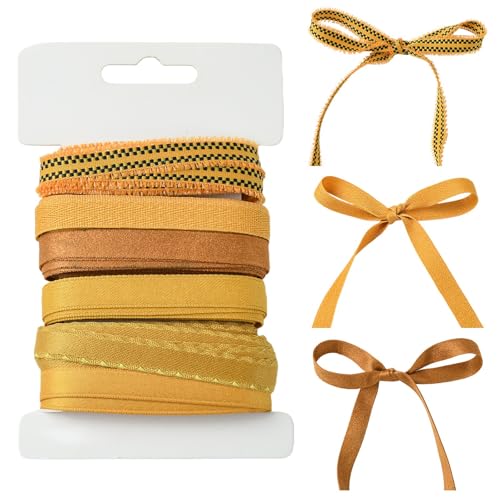 Airssory 12 mm, 6 Stile, Herbstband, goldenes Thema, Herbst, verdrahtet, Polyester und Polycotton, Band für Thanksgiving, Geschenke, Verpackung, Party-Dekoration von Airssory