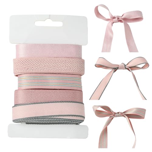 Airssory 17 mm breites rosa Schleifenband, Polyester, Geschenkband, Stoffband für Geschenkverpackungen, Hochzeiten, Partys, Haarschleifen, Einladungen, Dekorationen, 17 mm von Airssory