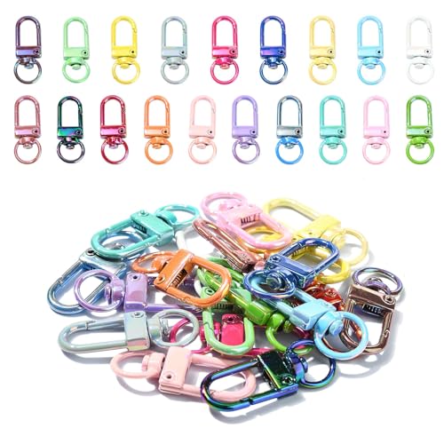 Airssory 19 Stück 19 Farben Drehverschlüsse Lanyards Karabinerhaken Clips für DIY Schmuck Schlüsselanhänger Herstellung Rucksack Geldbörse Handwerk Stoff Schuh Reißverschluss Pull Charms von Airssory