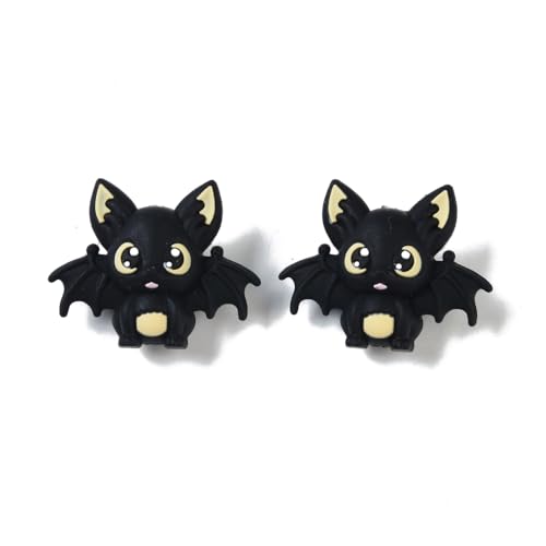 Airssory 20 Stück schwarze Fledermaus-Silikonperlen, Halloween-Tier-Silikonperlen, Cartoon-Fledermaus-Perlen für Stifte, Großpackung, Schlüsselanhänger, Schmuck, DIY, Basteln von Airssory