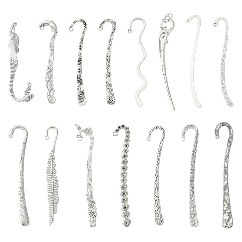 Airssory 30pcs 15 Stile Antik Silber Haarspange Haken Lesezeichen Tibetblume geschnitzt Buch Lesen Etiketten Zubehör lose Geschenk von Airssory