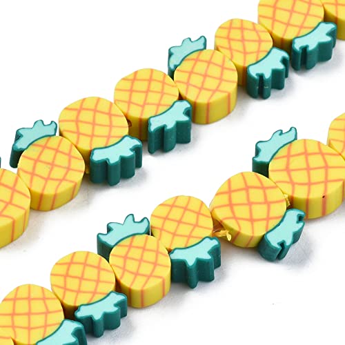 Airssory 380 Stück Sommergelbe Ananas-Scheiben, Polymer-Ton-Perlen, Lebensmittel, tropische Früchte, Abstandshalter, Perlen für Schmuckherstellung, Armbänder, Halsketten, Ohrringe, Bastelarbeiten von Airssory