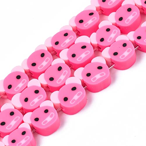 Airssory 400 Stück handgefertigte rosa Cartoon-Schweine-Perlen, flache Polymer-Ton-Perlen, Mini-Perlen, niedlicher Tierkopf, Abstandshalter für Schmuckherstellung, Armband, Halskette, Ohrringe, DIY von Airssory