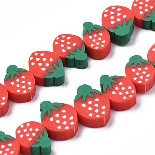 Airssory 400 Stück handgefertigte rote Erdbeere mit Blatt Polymer Clay Perlen Lebensmittel Obst Beeren Spacer Perlen für Schmuckherstellung Armbänder Halskette Ohrringe DIY Handwerk von Airssory