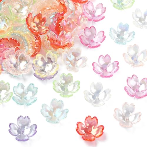 Airssory 660 Stück transparente blumenförmige Acryl-Abstandshalter Perlenkappen Frühling 4-Petal Floral Perlen Endkappen für Armband Ohrring Halskette DIY Handwerk Schmuckherstellung von Airssory