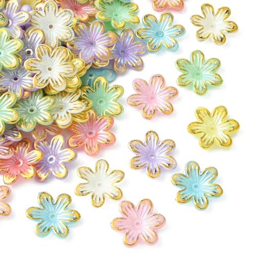 Airssory Acryl-Perlenkappen in verschiedenen Farben, Mini-Blumen-Abstandshalter für Schmuckherstellung, Ohrringe, Halsketten, Armbänder, Bastelarbeiten, 100 Stück von Airssory