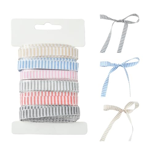 Airssory Gestreiftes Polyesterband, Stoffband oder Geschenkverpackung, Valentinstag, DIY, Haarschmuck, Basteln, Hochzeitsdekoration, 10 mm, 6 Stile von Airssory