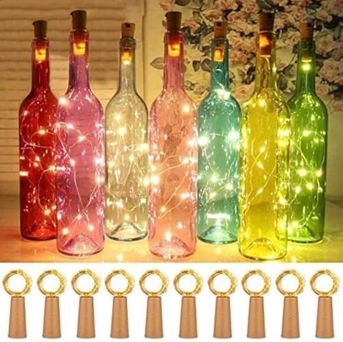 Aistuo 15 Stück Flaschenlicht Batterie (50 extra), Lichterkette 2M 20 LEDs Flaschenlicht Korken Weinflasche Nacht Licht für Party, Urlaub, Hochzeit, außen/innen Beleuchtung Deko(Warmweiß) von Aistuo