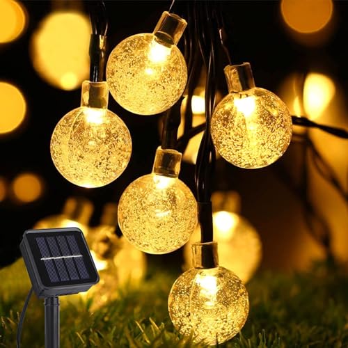 Aisutha Solar Lichterkette Aussen, 11M 60LED Solar 8 Modi Kristall Kugeln Wasserdicht IP65 Outdoor Solar für Garten, Camping, Balkon, Hochzeit, Partys Deko von Aisutha