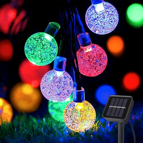 Aisutha Solar Lichterkette Außen Wetterfest, 6.5M 30LED 8 Modi Solar Lichterkette Aussen Bunt Wasserdicht, Solar Kristall Kugeln Beleuchtung für Garten, Balkon, Bäume, Camping, Hochzeiten, Partys von Aisutha