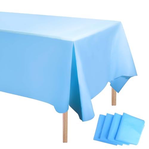 Aitsite Einweg Tischdecke 4 Stück, 137x274cm Rechteck wasserdichte Tischdecke, Rechteckig Tischtuch für Hochzeit,Kindergeburtstag,Jahrestag, Weihnachten Party Blau von Aitsite