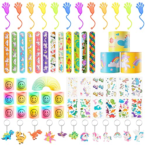 Mitgebsel kindergeburtstag Set, 60pcs Give Aways Kindergeburtstag Enthalten Tattoo Kinder, Schlüsselschnalle, Regenbogenspirale, Schnapparmband Kinder ,Klebrige Hände Kindergeburtstag Gastgeschenke von Aitsite