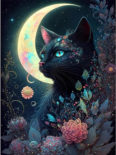 Aiuorty 5D Diamond Painting Bilder Pferd Diamond Art Erwachsene Full DIY Diamant Kunst Malerei Stickerei Set Kreuzstich Bilder Home Wand Dekor 30x40cm (Katze) von Aiuorty