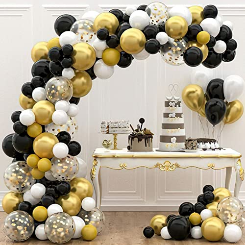 Luftballons Girlande Schwarz Gold Weiß,Aivatoba Ballon Girlande Kit Schwarz Gold Ballons Für Damen Herren Geburtstag Deko,Deko Silvester,Abschluss Halloween Party,Eid Mubarak Ramadan Dekoration von AivaToba