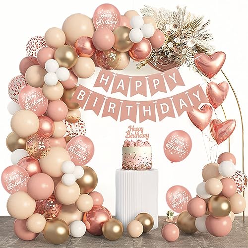 Geburtstagsdeko,Deko Geburtstag Rosegold,Geburtstag Deko Mädchen Frauen,Happy Birthday Banner,Konfetti luftballon Rosegold Birthday Decorations für Männer Frauen Party Deko Geburtstag von AivaToba