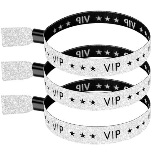 Aiwjeakh 100er-Pack VIP-Stoff-Event-Armbänder, Einfarbige Stoff-Armbänder, Farbige Armbänder für Aktivitäten, Partys (Silber), Einfache Installation, Einfach zu Verwenden von Aiwjeakh