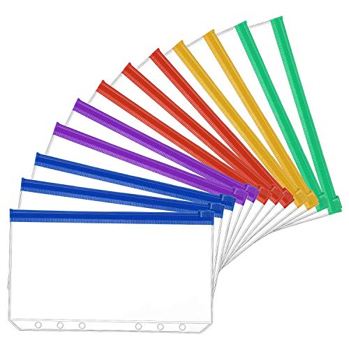 Aiwjeakh 12Pcs A6 GrößE 6 LöCher Binder Kunststoff Binder ReißVerschluss Ordner für 6-Ring Notebook Binder Loseblatt von Aiwjeakh