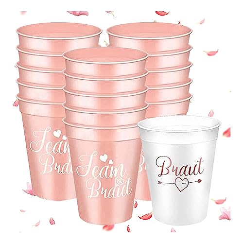 Aiwjeakh 16 Stück „Team Bride and Bride to Be Bachelorette Cups“ Bridal Maid Dekorationen Bachelorette Cups Dekoration von Aiwjeakh