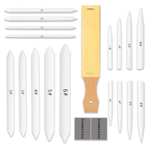 Aiwjeakh 20-Teiliges Blending Stumps- und Tortillions-Set, Mischwerkzeuge, Gekneteter Radiergummi und Schleifpapierblöcke von Aiwjeakh