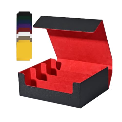 Aiwjeakh Kartenbox mit Magnetverschluss, Kartenetui für Magnetische Spielkarten, Schwarz + Rot von Aiwjeakh