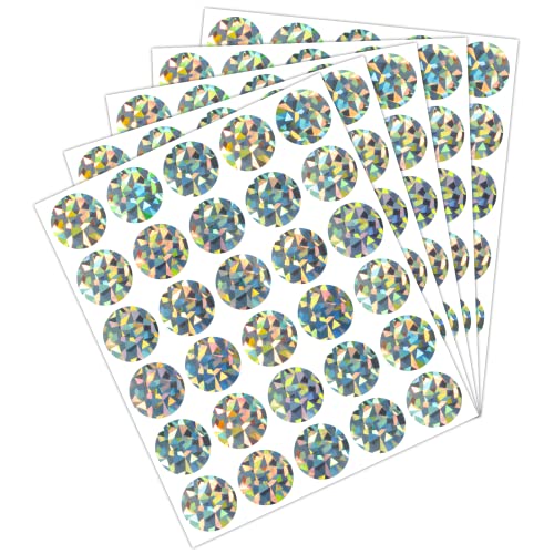 150 Pack Scratch Off Etiketten Aufkleber, 2,5 cm runde Kreis selbstklebende Rubbelkarten für DIY Scratch Off Belohnungskarte (Holografisches Silber) von Aixoom