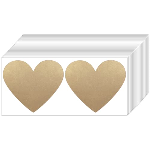 50 Stück Rubbel-Etiketten Aufkleber, 7,6 cm Herz selbstklebende Rubbelkarten für DIY Rubbellos Belohnungskarte (Gold) von Aixoom