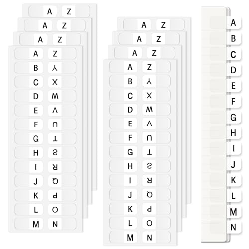Aixoom A-Z Tabs Kleine Alphabet Index Tabs Selbstklebende Index-Tabs A-Z Buchstabe Transparent Permanent Alphabetische Tabs für Notizbücher Wörterbuchdateien (208) von Aixoom