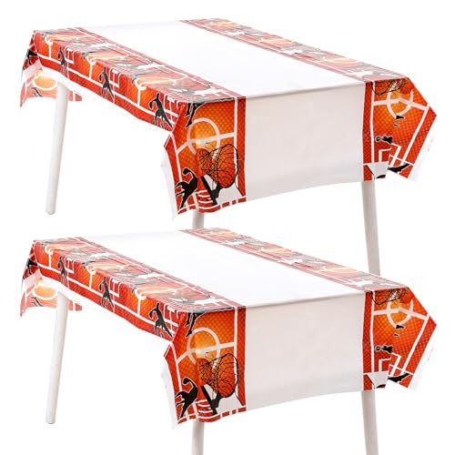 1 Stück Basketball Party Deko Basketball Tischdecke Einweg Tischdecke,180x108cm Rechteckige Wachstischdecke Kunststoff-Tischdecke Sport-Thema Tischabdeckungen für Outdoor-Party,Jungen Basketball Party von Aiyorse