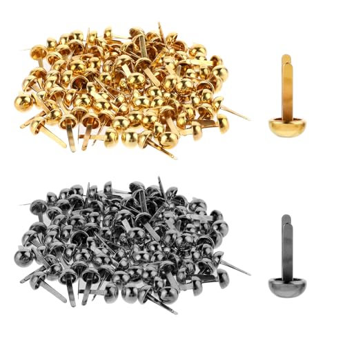 200 Stück Mini Brads Stern Gold Musterklammern Rundkopfklammern Musterbeutelklammern 17x8mm Scrapbooking Brads Musterklammern für Ledertasche Diy Schulbüro Basteln Dekorationenherstellung Verzierungen von Aiyorse