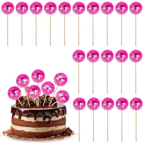 Discokugel-Cupcake-Topper, Discokugel-Kuchendekorationen, Discokugel-Kuchenaufsatz, Mini-Discokugeln, kleine Discokugeln, Kuchen-Dessert-Zahnstocher, Disco-Party-Ornament, 70er-Jahre-Mottoparty, von Aiyorse