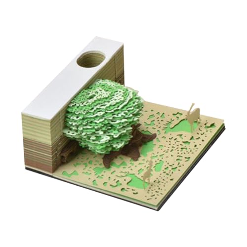 Aizuoni 3D-Notizblock, 3D-Antihaft-Haftnotizen zum Selbermachen, Papiernotizen mit Stifthalter, Kreative -Papiernotizen, 3D Notizblock Papier Schnitzen Geschenk Desktop Dekoration von Aizuoni