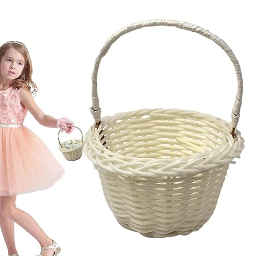 Aizuoni Blumenmädchenkörbe Für Hochzeiten,Rattan-Blumenkörbe | Süßigkeiten-Geschenk-Organizer, Dekorative Körbe, Blumenmädchen-Handkorb Für Hochzeit, Ostern, Dekoration von Aizuoni