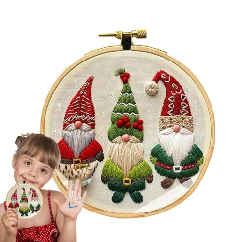 Aizuoni Christmas Embroidery Kit, Weihnachts-Häkelmuster, Weihnachts-Stickset, Handstickset, Einfaches Stickset Für Anfänger, Weihnachtskunst-Bastelset, Kreative Weihnachtsaccessoires Für Festivals von Aizuoni