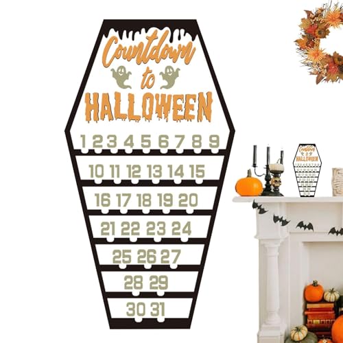 Aizuoni Halloween-Adventskalender 2024,2024 Halloween-Adventskalender | Holz Countdown Halloween,Halloween-Sarg-Adventskalender, Halloween-Dekorationen aus Holz für Halloween-Dekoration von Aizuoni